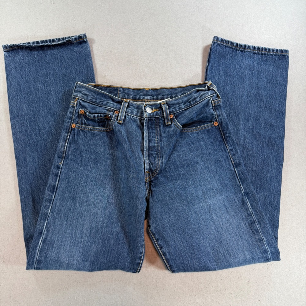 Levis 501 Original Fit Jeans Medium Wash Button Fly Straight Leg Denim 29x32